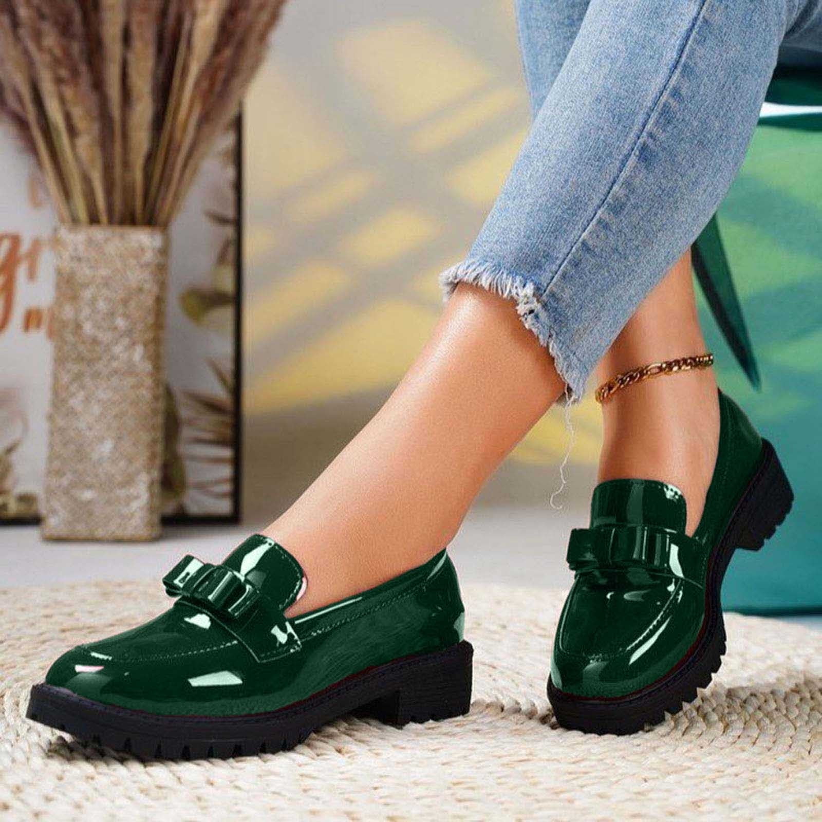 summer casual dress shoes Hoshose Spring and Summer Casual Women Flat Shoes Pointy Toe Patent Leather  Shiny Slip on Walking Shoes Comfortable Loafers