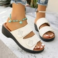thumbnail image 1 of Hoshose Summer New Womens Slide Sandals Solid Color Hook&Loop Non Slip Casual Dressy Beach Sandals Breathable, 1 of 6