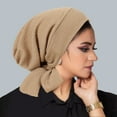 thumbnail image 1 of Hoshose Summer Slip-On Pre-Tied Head Scarves Solid Color Women Headwear Turban Beanie Caps Head Wrap Headscarf for Women, 1 of 2