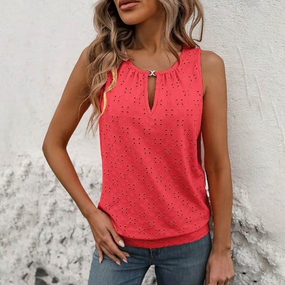 Hoshose Summer Women Blouses Trendy Casual Sleeveless Tops Plus Size