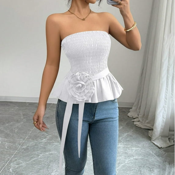 Hoshose Tube Top for Women Strapless Slim Fit Tank Tops Summer Outfits