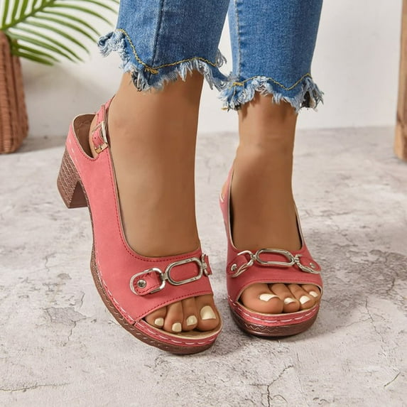 Hoshose Wedge Sandals Women Fish Mouth Summer Wide Width Sandals Black