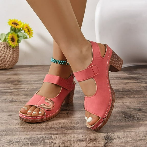 Hoshose Wide Width Sandals for Women Open Toe Low Block Sandals Party Dress Pumps