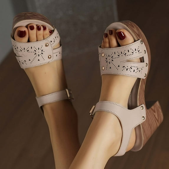 Hoshose Women High Heel Sandals Dress Sandals Wide Width Wedge Open Toe