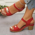 thumbnail image 1 of Hoshose Women Platform Sandals Low Block Chunky Heeled Sandal Slip on Comfortable, 1 of 5