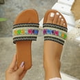 thumbnail image 1 of Hoshose Women's Boho Style Embroidered Flat Sandals Slide Sandals Fashion Flat Beach Slippers, 1 of 8