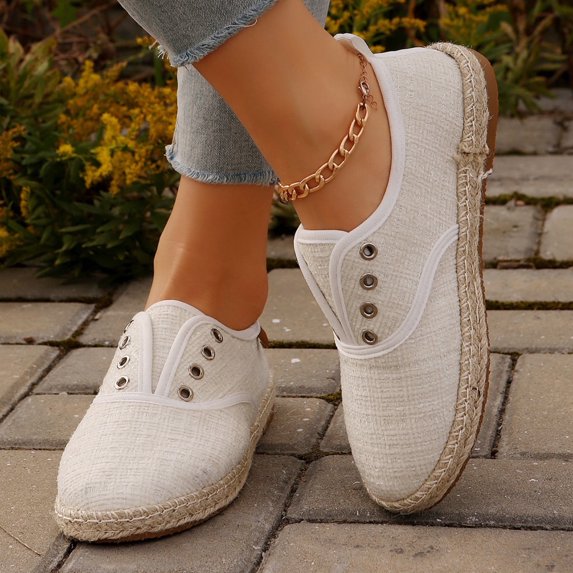Hoshose Women's Casual Breathable Comfortable Hemp Rope Sole Fisherman Shoes Flat Single Shoes Women's Flat Shoes