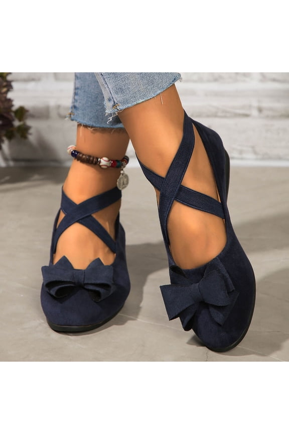 Women's Flats Dressy Shoes Suede Round Toe Comfortable Bowknot Ballet Wedge Shoes Fashion Casual Soft Sole