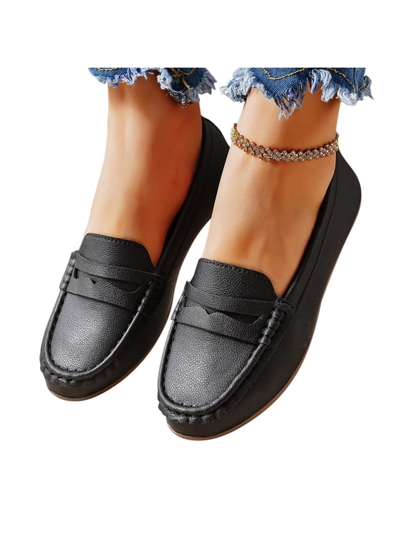 Women's Flats Shoes Ballet Flats Dress Shoes Solid Color Comfortable PU Leather Slip on Shoes for Women