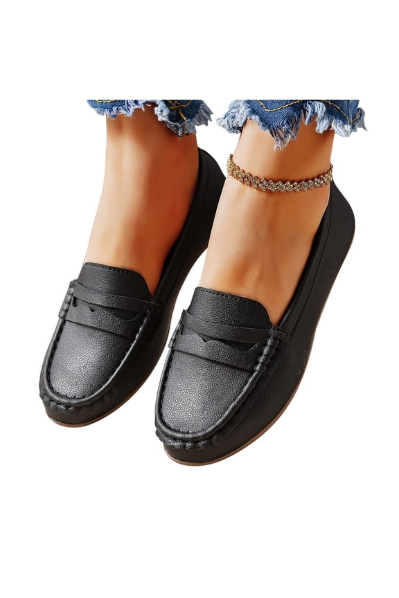 Women's Flats Shoes Ballet Flats Dress Shoes Solid Color Comfortable PU Leather Slip on Shoes for Women
