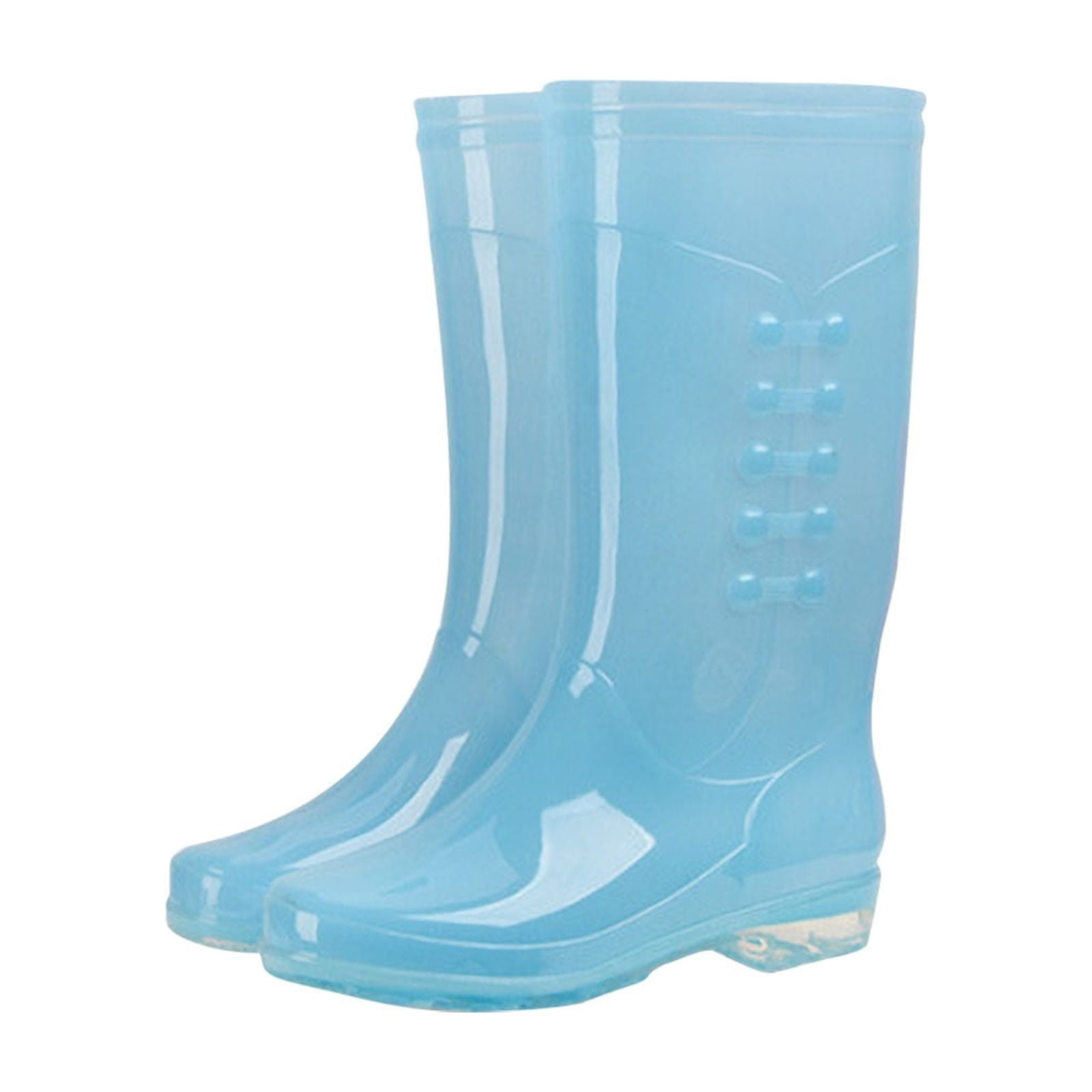 Hoshose Women's High Rain Boots Waterproof Garden Shoes Anti-Slipping Galoshes Fashion Wear-resistant Adult Transparent