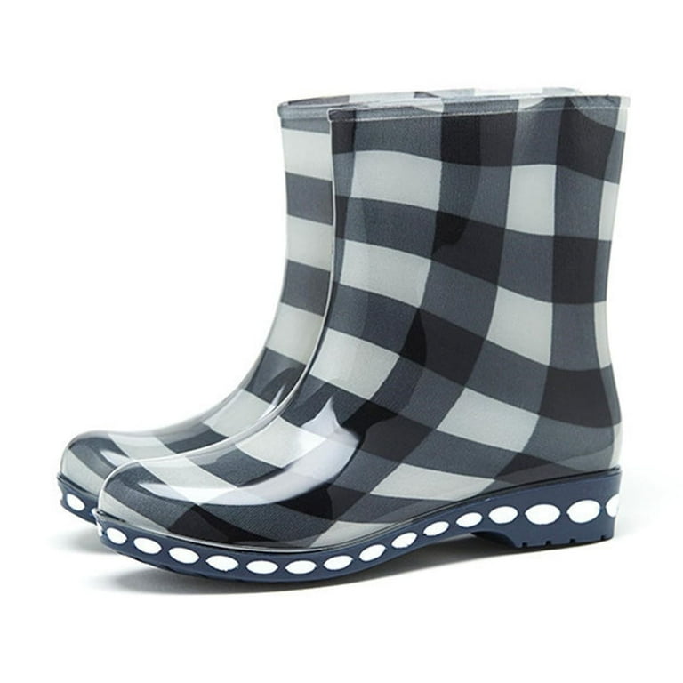 Hoshose Women's Mid Calf Rain Boots Waterproof Flower Anti