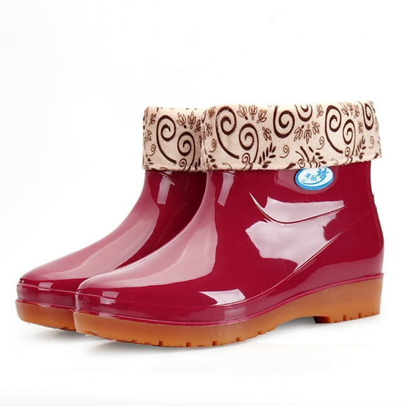 Hoshose Women's Mid Calf Rain Boots Waterproof Garden Shoes Anti-Slipping Galoshes Fashion Short Rain