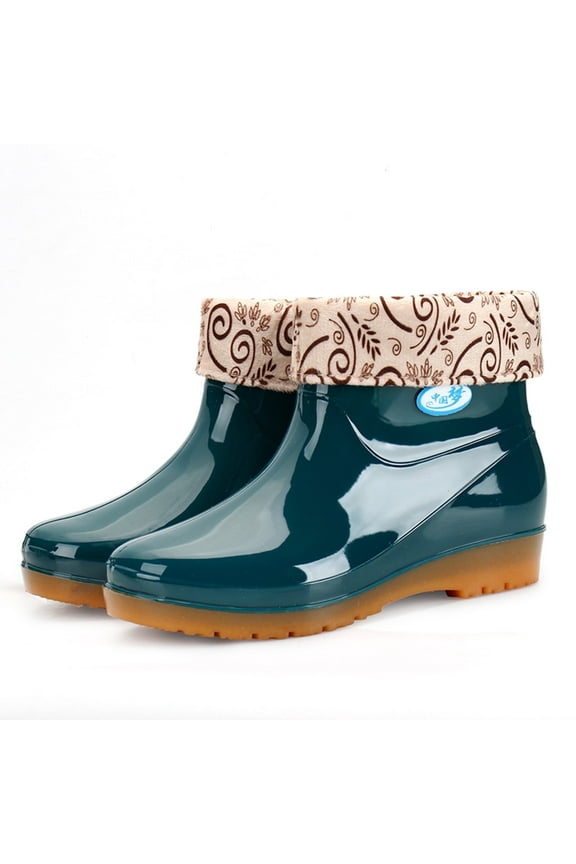 Women's Mid Calf Rain Boots Waterproof Garden Shoes Anti-Slipping Galoshes Fashion Short Rain
