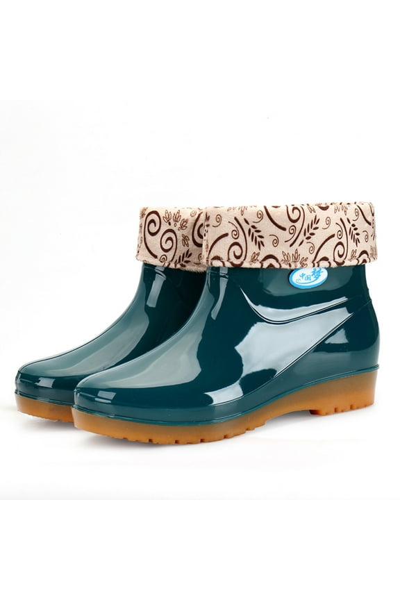 Women's Mid Calf Rain Boots Waterproof Garden Shoes Anti-Slipping Galoshes Fashion Short Rain