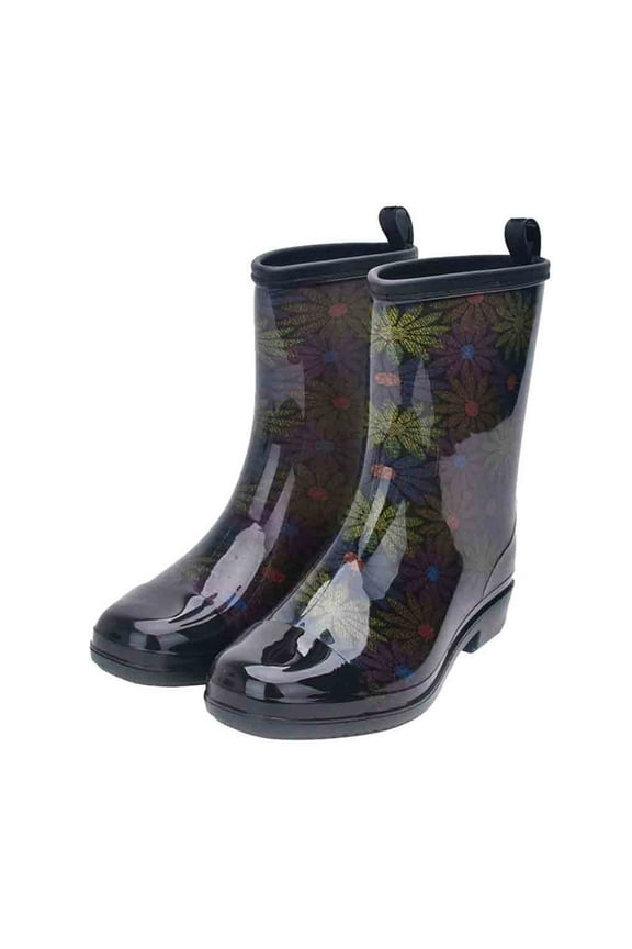 Women's Mid Calf Rain Boots Waterproof Garden Shoes Anti-Slipping Wellies Fashion Short Rain Shoes