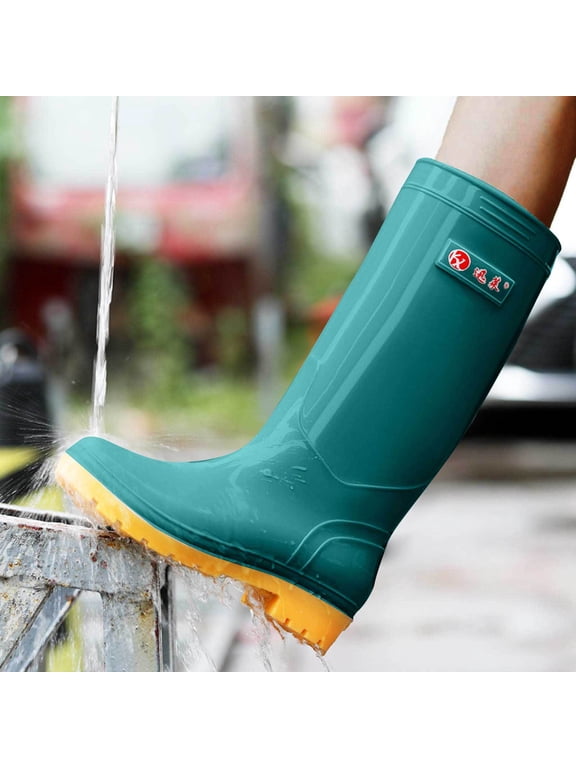Women's Rain Boots PVC Rubber Boots Waterproof Garden Outdoor Work Boots Knee Boots for Working