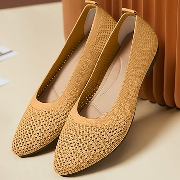 Hoshose Womens Casual Fashion Flat Shoes Solid Color Pointed Toe Flat Soft Sole Slip on Shoes Closed Toe Breathable