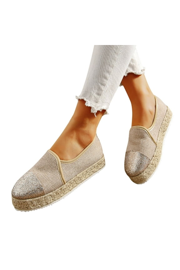 Wensltd Womens Fisherman Shoes Slip-On Jute Sol Breathable Fabric Summer Casual/Outdoor Shoes for Plus Size Ladies