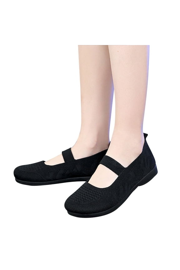 Wensltd Womens Slip-On Shoes Soft Round Toe Comfort, Non-Slip Breathable Flats for Elderly Ladies Lightweight Walking