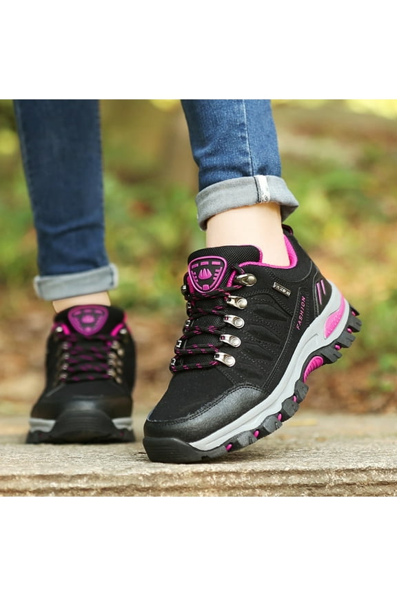 Womens Waterproof Hiking Shose Anti-Slip Thick-Sole Trekking Shoes Hiking Durable Trail Shoes Ankle Support