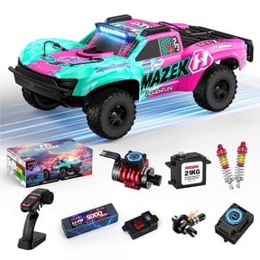 RC Car Mazek M23 1/10 Big Scale 4X4 RTR Professional Short Course Truck 3S/4S Full Metal Drivetrain(Pink)