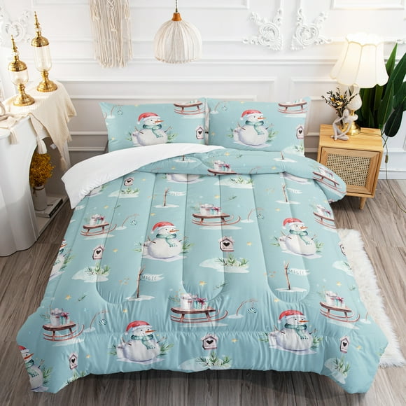 Hosima Three Piece Christmas Themed Printed Comforter Fine Fiber Soft Comfortable Bedding Series，CIB95-Queen