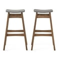 thumbnail image 1 of Hosk Fabric Backless Bar Stool, Set of 2, Dark Grey and Walnut Finish, 1 of 6