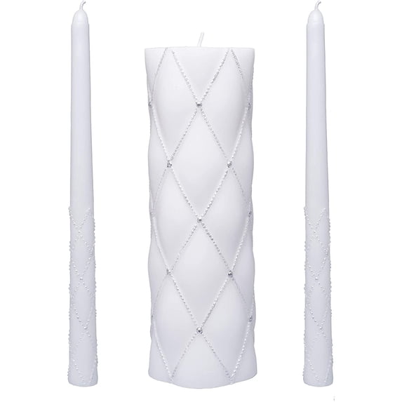 Hosley 11.5 inch High, White Wedding Unity Candle Set