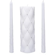 Hosley White Wedding Unity Candle Set, 3 Piece, 11.5 Inch Unscented Pillar and Taper Candles