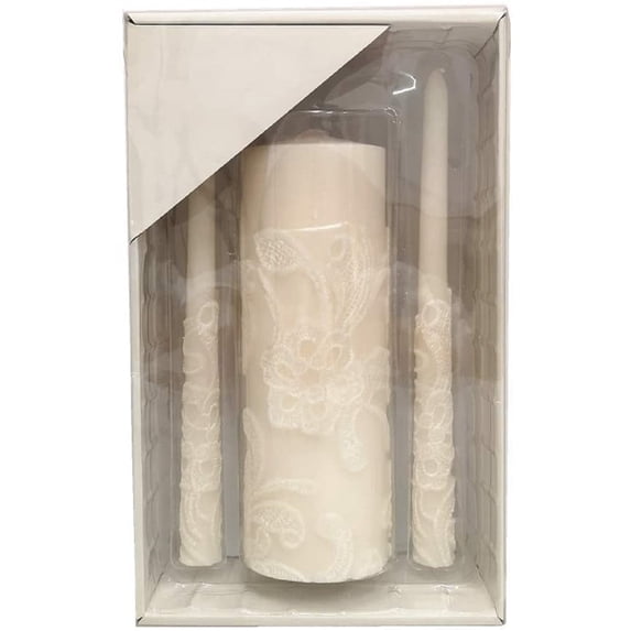 HOSLEY 11.5-Inch Cream Unity Candle Set with 1 Pillar and 2 Taper Candles for Weddings