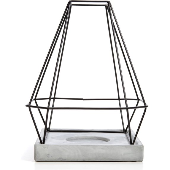 Hosley 11-Inch Geo Metal Pillar Candle Holder Lantern – Mid Century Modern Candle Decor for Home, Farmhouse, Wedding, Parties & Office – Decorative Iron Candle Holder for Tabletop or Centerpiece