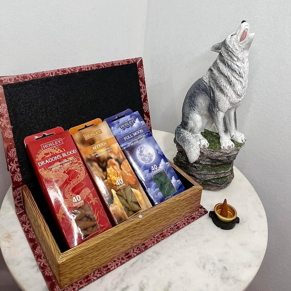 HOSLEY Specialty Aromatherapy Series Resin Cone Incense Burner Gift Set with 40 Cones Each of Dragon's Blood, Multicolor, 120 Count