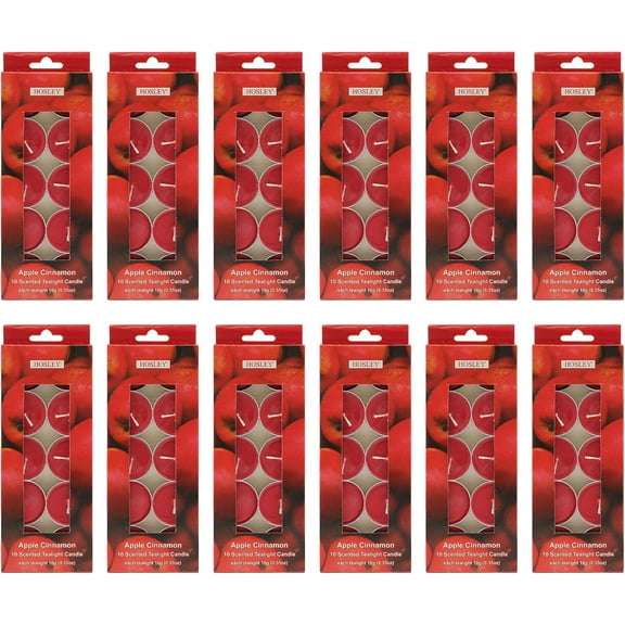 Hosley 120 PCs Bulk Pack Apple Cinnamon Fragrance Highly Scented Tea Light Candle. Ideal for Wedding Church Vigil Emergency Lanterns Spa Aromatherapy Party Reiki Candle