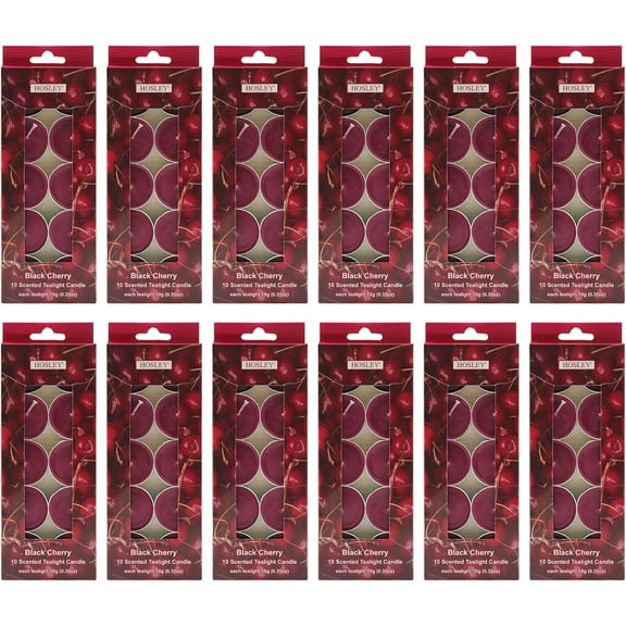 Hosley 120PCs Bulk Pack Black Cherry Fragrance Highly Scented Tea Light Candle. Ideal for Wedding Church Vigil Emergency Lanterns Spa Aromatherapy Party Reiki Candle Garden