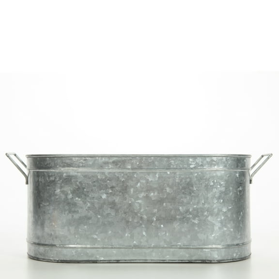 Hosley 18 inch Long, Galvanized Metal Oval Planter