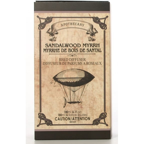 Hosley 180 ml. Apothecary Sandalwood Myrrh Glass Reed Diffuser with Reed Sticks