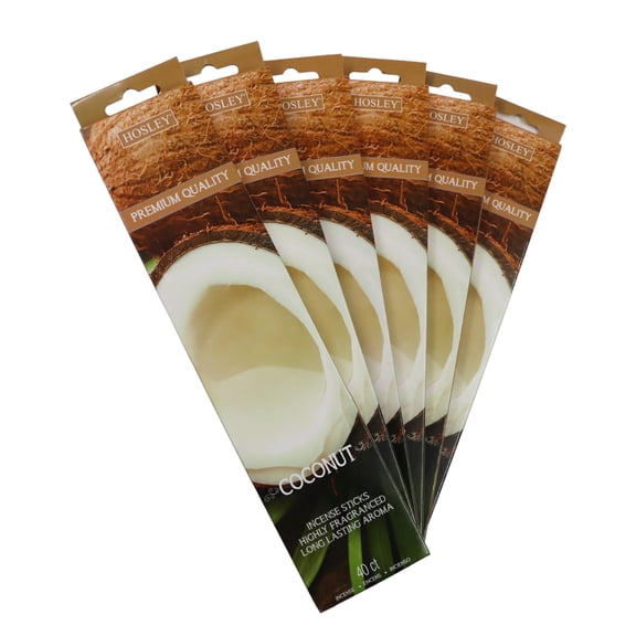 Hosley Coconut Incense Sticks – 240 Pack (120+120 Bonus) – Ideal for Home, Meditation, and Aromatherapy