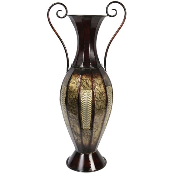Hosley 26 Inch High Tall 2 Toned Multi-color Metal Vase with Handles