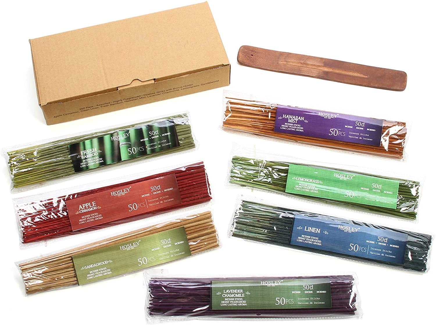 ELEGANT EXPRESSIONS BY HOSLEY Hosley 350 Pack of Assorted Highly Fragrance Incense Sticks