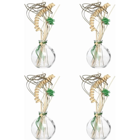 Hosley Home Fragrance Collection Floral Modern Elegance Glass Oil Diffuser with Reeds, Clear, 4 Count, 4 Pack