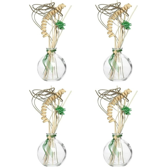 Hosley Set of 4 Glass Diffuser Bottles with Reeds, No Oil Included, Ideal Home Decor and Birthday Gifts for Women, Perfect Room Decor for Weddings, Spa, Meditation, Bathroom