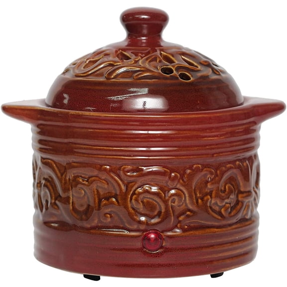 HOSLEY Ceramic Oil Warmer, Red