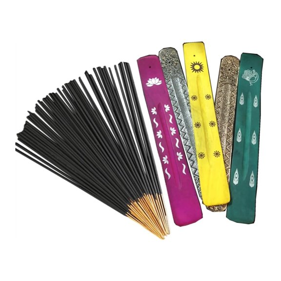 Hosley 5 Assorted Incense Stick Holders with 2 Random Grab Bag Fragrance Assorted Incense Sticks 80 Pack Ideal for Home Meditation Aromatherap