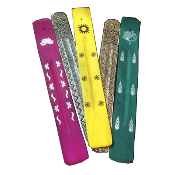 Hosley 5 Assorted Incense Stick Holders with 80 Assorted Incense Sticks, 2 Random Fragrances, for Home Decor, Relaxation and Meditation
