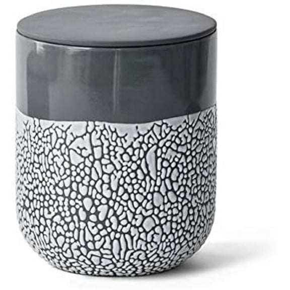 Hosley 6.5 inch High, Charcoal Colored, Textured Ceramic Lichen Canister