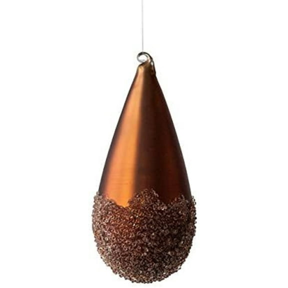 Hosley 6 Inches High Bronze Glass Frost Drop Ornament Ideal Gift for Wedding Party Home Decor Office Spa Settings 6-Pack