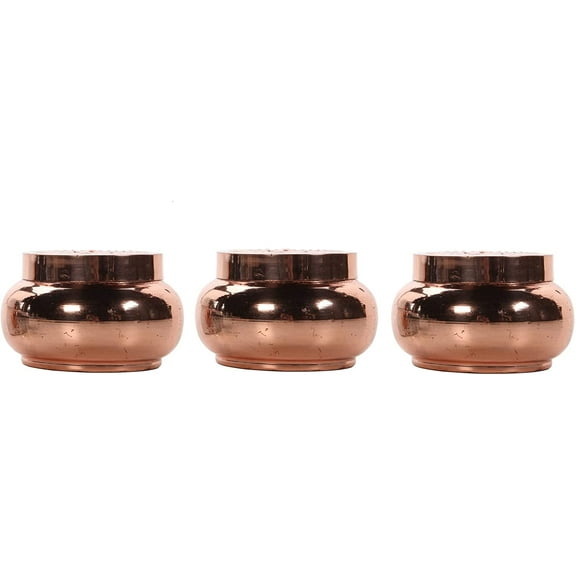 Hosley Set of 3 Rose Gold Afternoon Tea Filled Candle with Lid, 6oz Each. Ideal Gifts for Aromatherapy Spa Weddings Birthdays Holidays Party