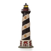 HOSLEY 8 Inch Coastal Lighthouse Decor, Nautical Resin Tabletop Figurine with Blinking LED Light