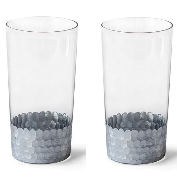 Hosley Home Dcor Collection 6.25-Inch Floral Silver Glass Lantern Tabletop Vases, Set of 2